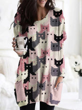 Load image into Gallery viewer, Crowded Cats Pink Knit Art Cozy Tunic