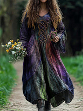 Load image into Gallery viewer, Women's Vintage Viking Celtic Gradient Art Linen Dress