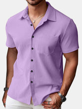 Load image into Gallery viewer, Men's Daily Simple Cotton And Linen Solid Color Short-sleeved Shirt