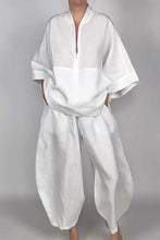 Load image into Gallery viewer, Women's casual half-zip top + bloomers solid color two-piece set