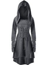 Load image into Gallery viewer, Women&#39;s Halloween Hooded Lace-Up Dress