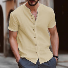 Load image into Gallery viewer, Men's Vintage Button Cotton Linen Short Sleeve Shirt