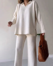 Load image into Gallery viewer, V-neck casual slit knitted two-piece set