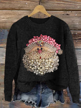 Load image into Gallery viewer, Christmas Pink Santa Claus Jewel Art Cozy Knit Sweater