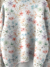 Load image into Gallery viewer, Lovely Floral Art Print Knit Turtleneck Pullover Sweater