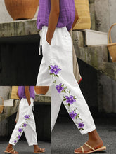 Load image into Gallery viewer, Women&#39;s Purple Floral Print Pants