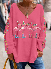 Load image into Gallery viewer, Women's Christmas Flamingo Print Casual Top