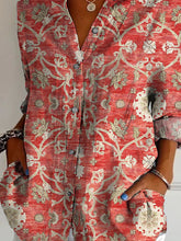Load image into Gallery viewer, Women's Vintage Ethnic Floral Pattern Art Print Casual Cotton Shirt
