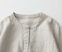 Load image into Gallery viewer, Casual Linen Stand Collar Three-quarter Sleeve Loose Shirt