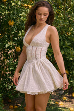 Load image into Gallery viewer, Party White Jacquard Deep V Neck See-Through Sleeveless Mini Dress