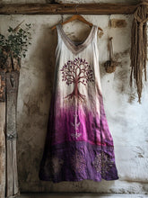 Load image into Gallery viewer, Vintage Tree Of Life Gradient Women's Linen Vest Dress