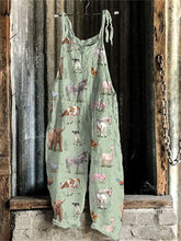 Load image into Gallery viewer, Women&#39;s Farm Animals Print Linen Blend Casual Jumpsuit