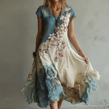 Load image into Gallery viewer, Women's Retro Japanese Sakura Gradient Art Round Neck Dress