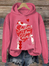 Load image into Gallery viewer, Women's Valentine's Day Printed Long Sleeve Hooded Sweatshirt