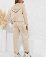 Load image into Gallery viewer, V-Neck Strappy Hooded Sweatshirt Set