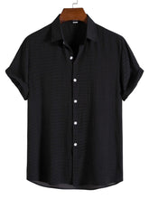 Load image into Gallery viewer, Men's Solid Color Casual And Comfortable Hidden Plaid Short-sleeved Shirt