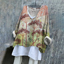 Load image into Gallery viewer, Retro Fanciful Garden Floral Embroidered Art Linen Blend Tunic