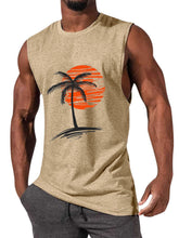 Load image into Gallery viewer, Men's Comfortable Solid Color Hawaiian Coconut Sleeveless Print T-shirt