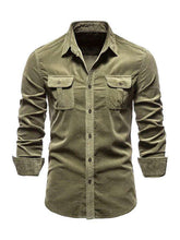 Load image into Gallery viewer, Men's Casual Corduroy Double Pocket Solid Color Long Sleeve Shirt