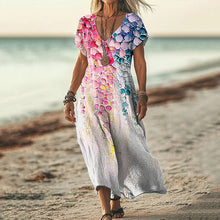Load image into Gallery viewer, Women's Colorful Oil Painting Textured Linen Blend Dress