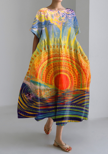 Retro Art Print Hippie Casual Dress