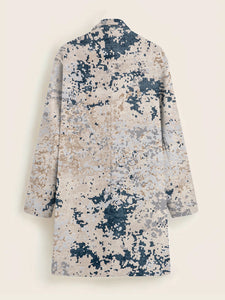 Men's fashion geometric print mid-length coat