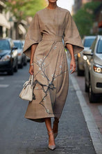 Load image into Gallery viewer, Women's Retro Elegant Japanese Simple Plum Blossom Print Midi Dress