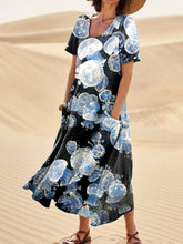 Load image into Gallery viewer, White Spotted Jellyfish Art Printed Women's Linen Pocket Dress