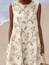 Load image into Gallery viewer, Women'S Round Neck Sleeveless Color-Block Printed Dress
