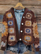 Load image into Gallery viewer, Knitted Crochet Print Hooded Button Down Cardigan