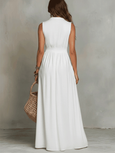 Load image into Gallery viewer, White Zip-Front Bohemian Maxi Dress