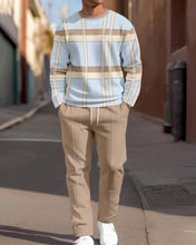 Load image into Gallery viewer, Men&#39;s Colorblock Round Neck Casual Sports Set
