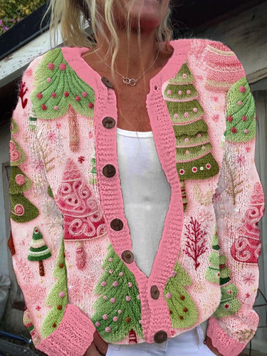 Women's Christmas Tree Print Cardigan