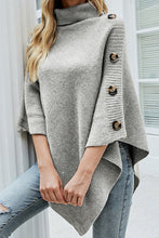 Load image into Gallery viewer, Solid Color Turtleneck Button-embellished Knitted Shawl Cape