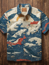 Load image into Gallery viewer, Ocean And Whale Elements Japanese Vacation Style Men's Short Sleeve T-shirt