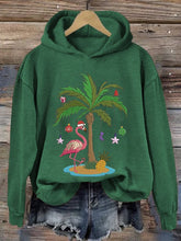 Load image into Gallery viewer, Women&#39;s Christmas Palm Tree Flamingo Embroidery Printed Casual Hoodie