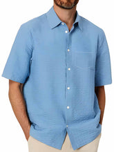 Load image into Gallery viewer, Hawaiian Men's Pleated Fabric Pocket Short Sleeve Shirt