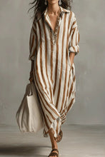 Load image into Gallery viewer, Casual Striped Shirt Bohemian Style Maxi Dress