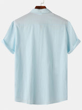 Load image into Gallery viewer, Men's Cotton And Linen High Quality Striped Pocket Short Sleeve Shirt