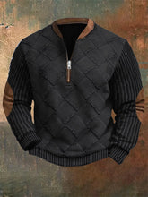 Load image into Gallery viewer, Men's Vintage Knit Print Zip-Up Sweatshirt
