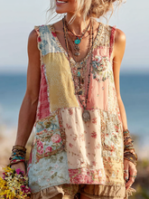 Load image into Gallery viewer, Women's Floral Patchwork Art Sleeveless Vest