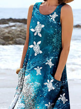 Load image into Gallery viewer, Women's Sea Turtle Ocean Art Print Pocket Casual Resort Comfort Maxi Dress