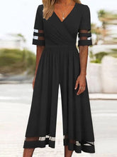 Load image into Gallery viewer, Women's Casual Solid Color Splicing Mesh Loose Jumpsuit