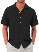 Load image into Gallery viewer, Men's Summer Solid Color Comfortable Puff Wrinkle Short Sleeve Shirt