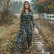 Load image into Gallery viewer, Women's Vintage V-neck Bohemian Pastoral Style Long-sleeve Maxi Long Dress