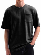 Load image into Gallery viewer, Men's Comfortable Basic Striped Fabric U-shaped Pocket Round Neck Short-Sleeved T-shirt