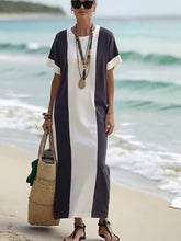 Load image into Gallery viewer, Women's Holiday Contrast Print Round Neck Loose Dress