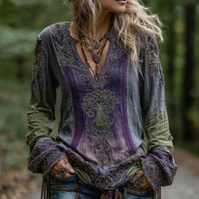 Load image into Gallery viewer, Women's Vintage Life Of Tree Celtic Knot Art Pattern Linen Shirt
