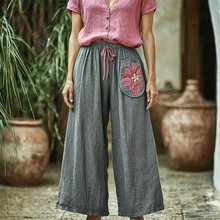 Load image into Gallery viewer, Women's Linen Ethnic Bohemian Style Floral Casual Simple Wide-leg Trousers Pants
