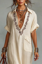 Load image into Gallery viewer, Women's Minimalist Linen Blend Short-sleeved Shirt Maxi Dress